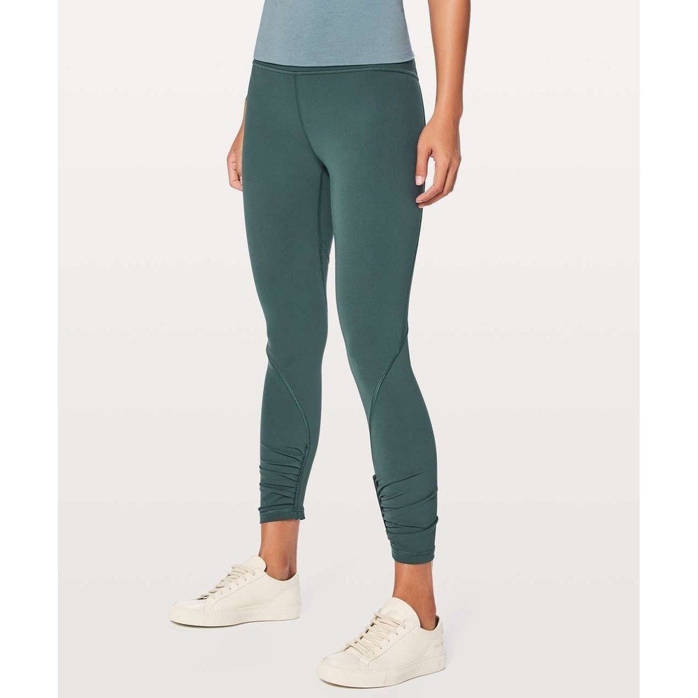 Lululemon Play‎ Off The Pleats Tights Women's 4 Teal Shadow High Rise Ruched Gym